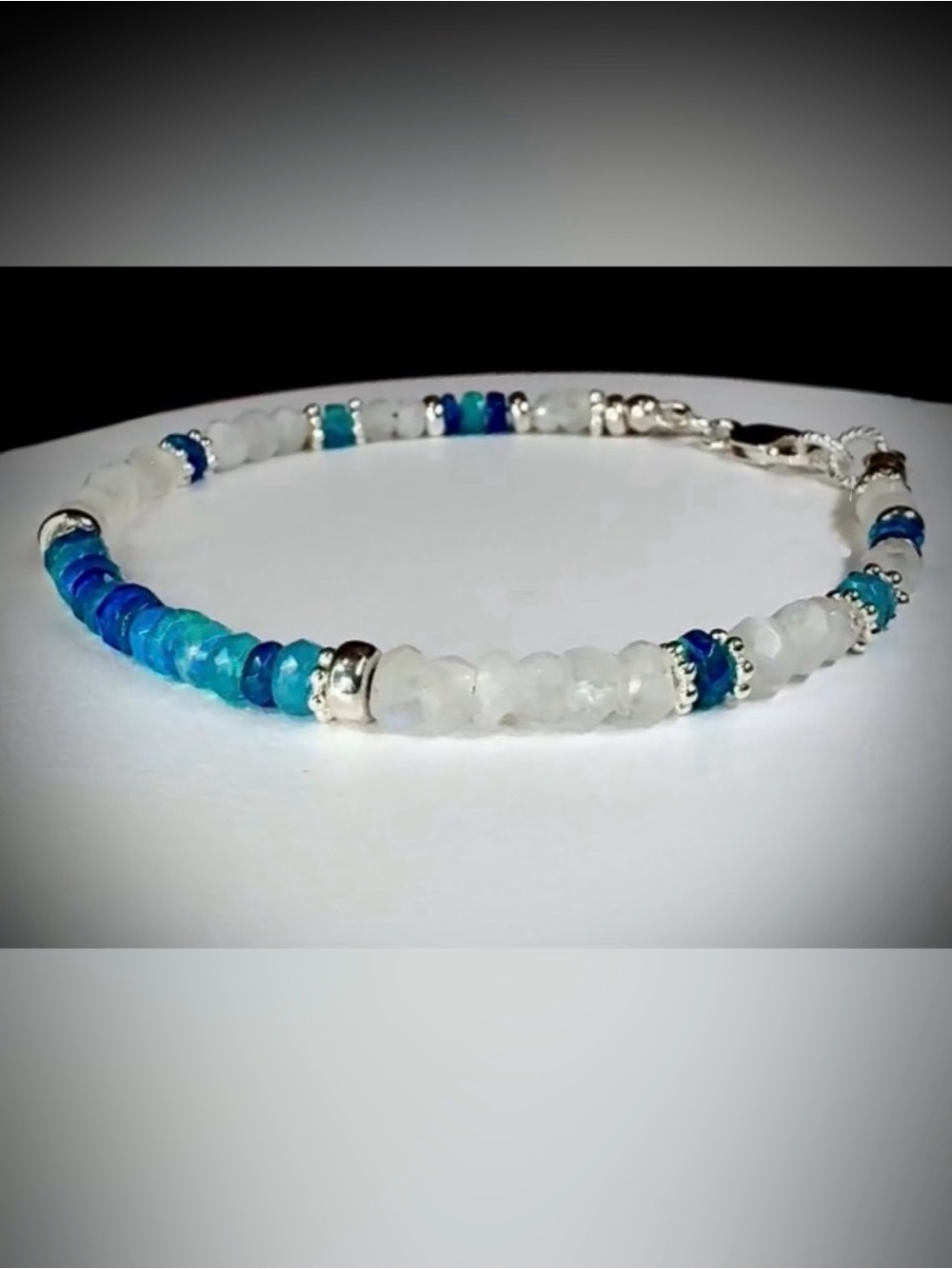 Moonstone Pariba Blue Welo Opal Bracelet in Sterling Silver - Picture 5 of 7